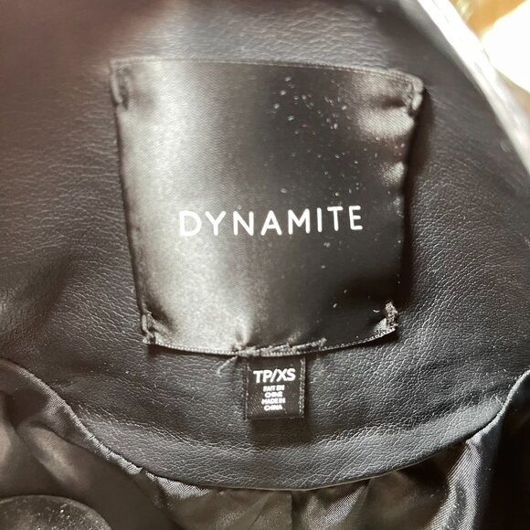 Dynamite Black Faux Leather Moto Jacket | Vegan Leather | XS - Picture 6 of 7